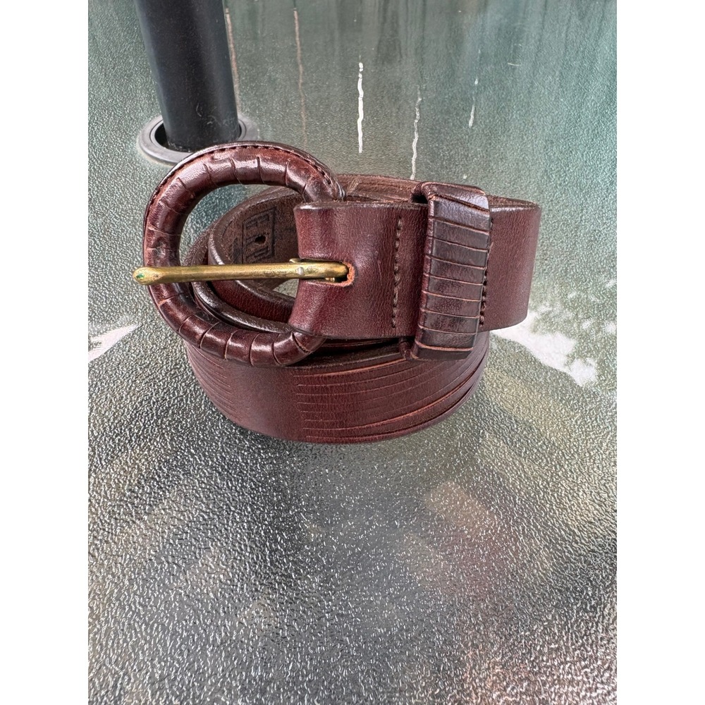 Vintage Gap Brown Genuine Leather Multi Strand Cage Belt Size 30 Made in USA